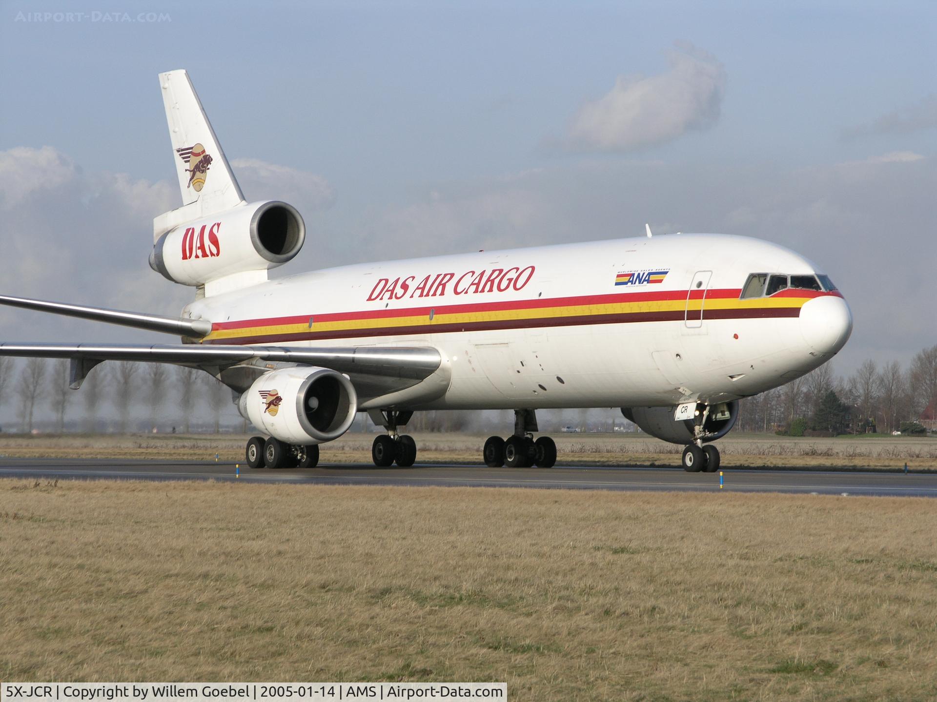 5X-JCR, 1980 McDonnell Douglas DC-10-30F C/N 47831, Arrival on Amsterdam Airport for loading on the Cargo strip