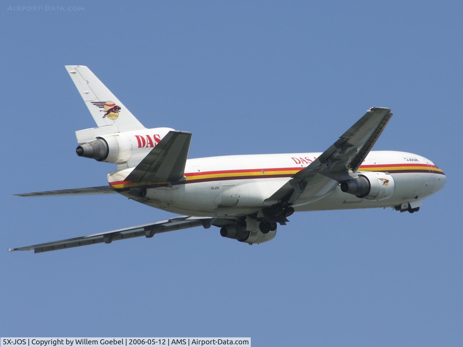 5X-JOS, 1978 McDonnell Douglas DC-10-30F C/N 46976, Take off of Amsterdam Airport from the 