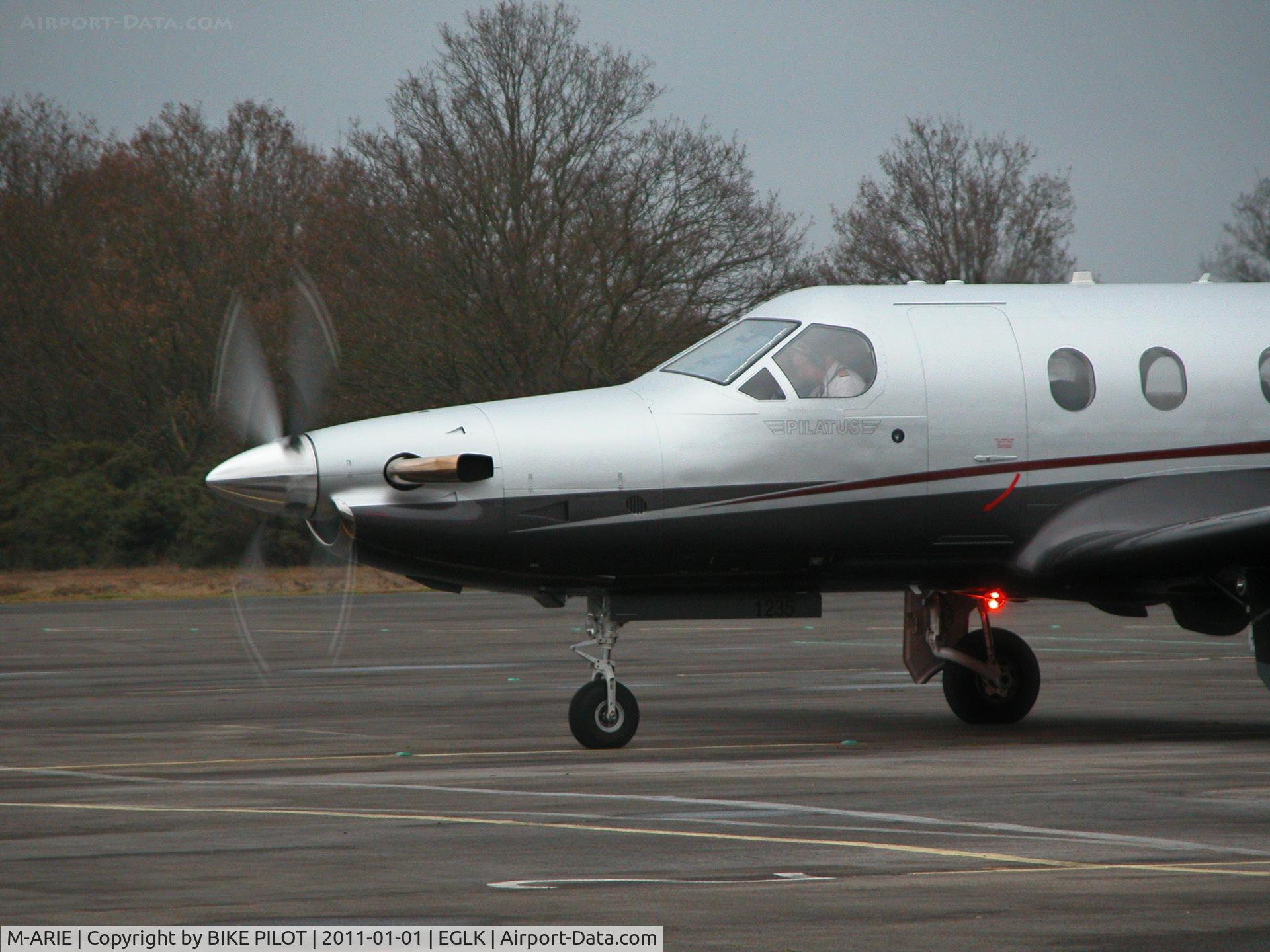 M-ARIE, 2010 Pilatus PC-12/47E C/N 1235, Manx registered PC12 just after start up on the terminal ramp.