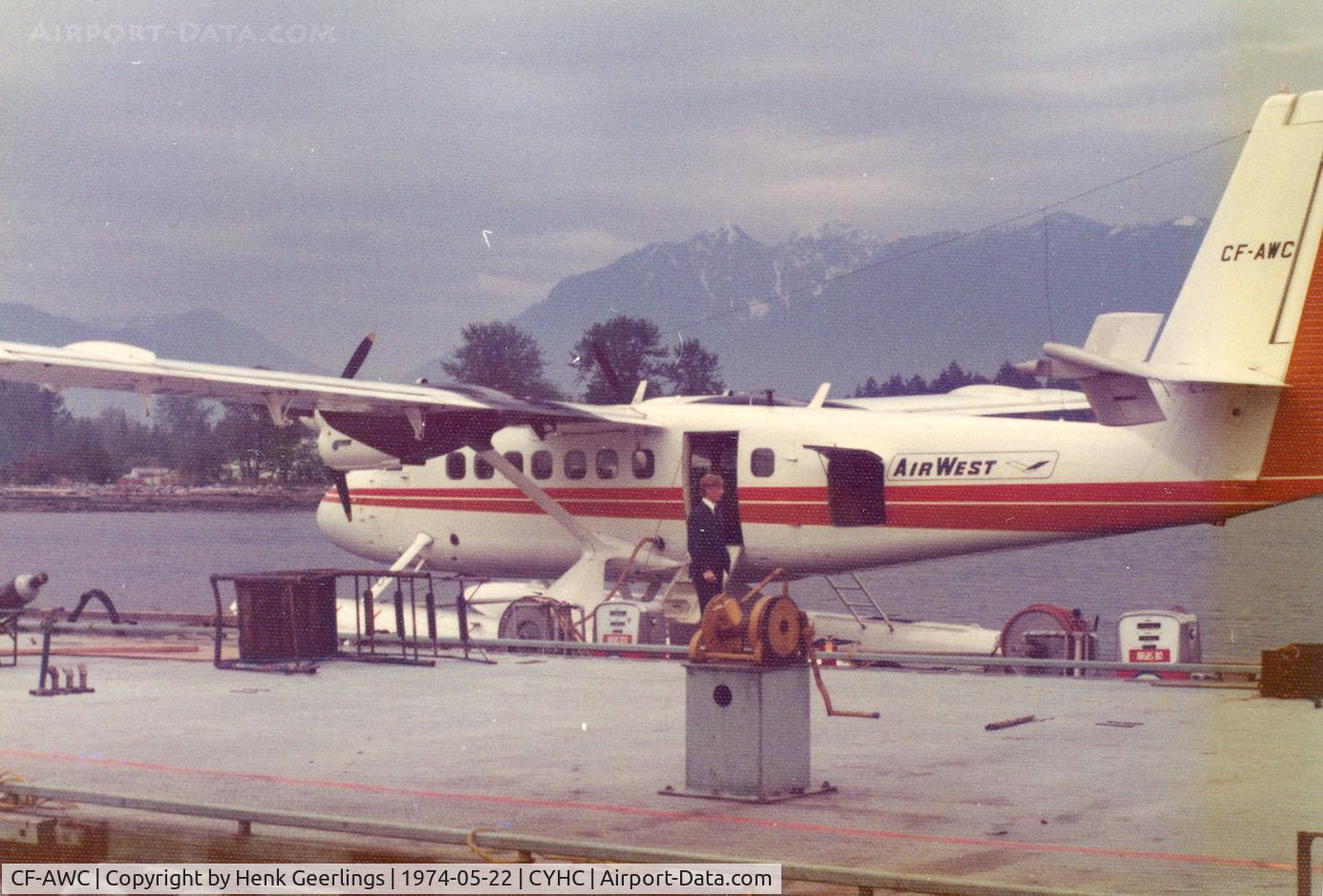 CF-AWC, 1968 De Havilland Canada DHC-6-100 Twin Otter C/N 108, Air West Airlines , Vancouver to Victoria Island , 1974