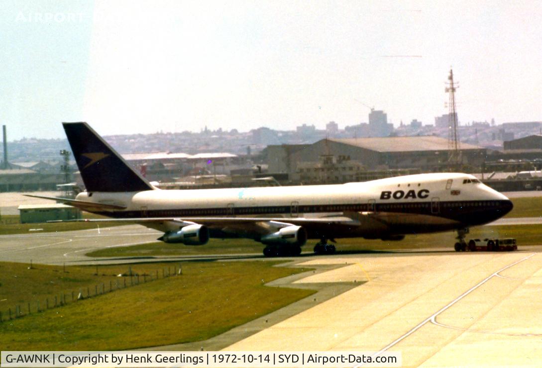 G-AWNK, 1972 Boeing 747-136 C/N 20273, BOAC at SYD