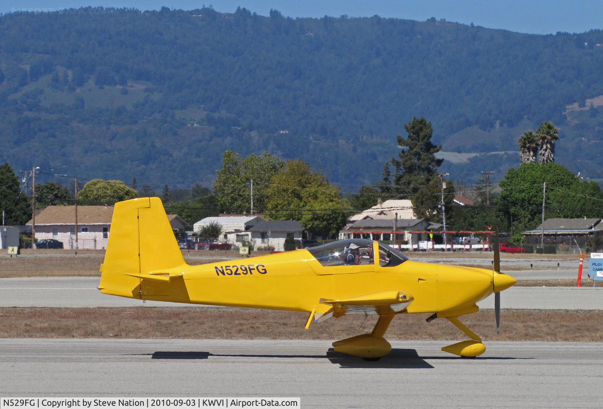 N529FG, Vans RV-9A C/N 91123, Galloway VANS RV-9A from SF Bay Area taxiing in for 2010 Watsonville Fly-In