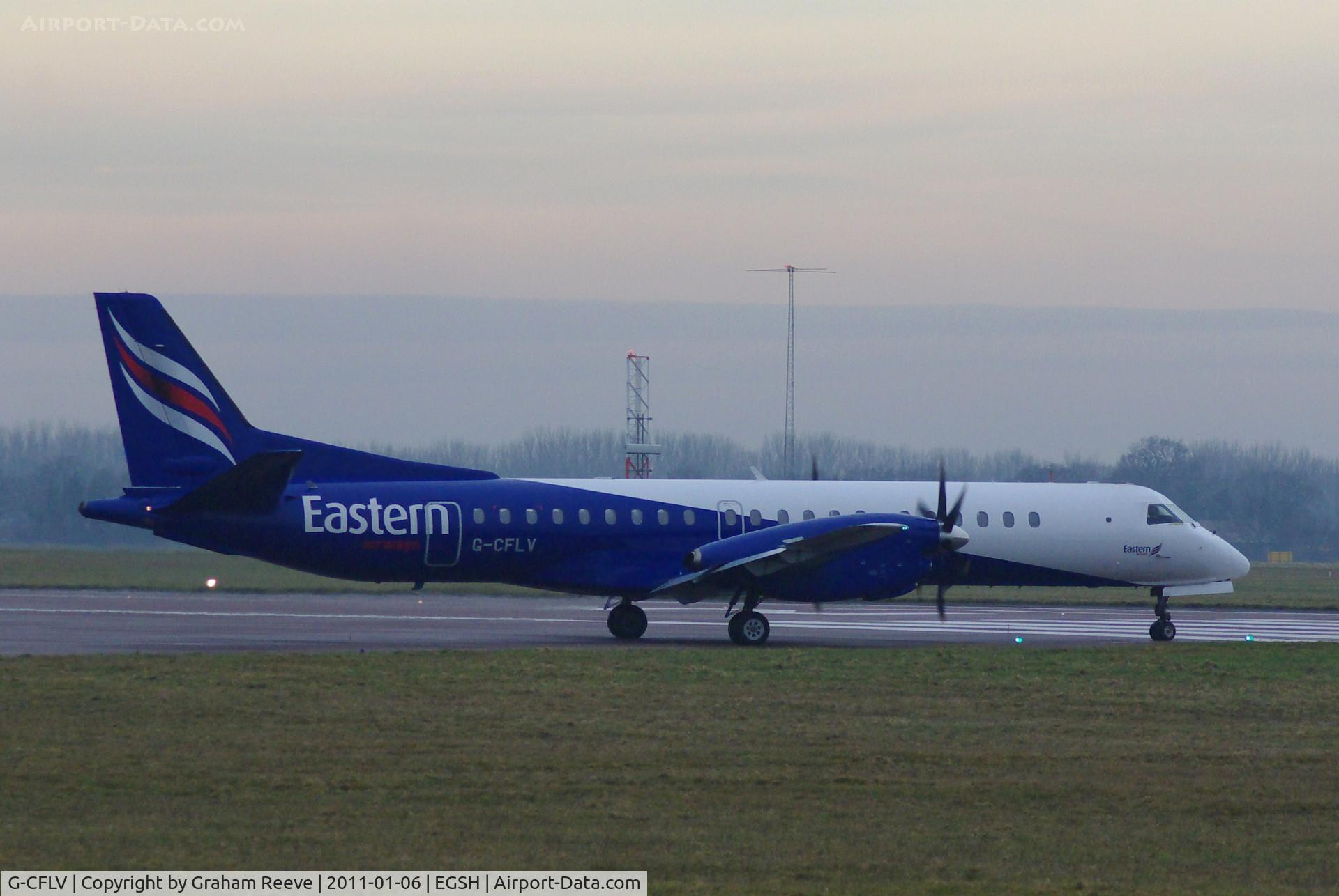 G-CFLV, 1995 Saab 2000 C/N 2000-023, Late in the afternoon.