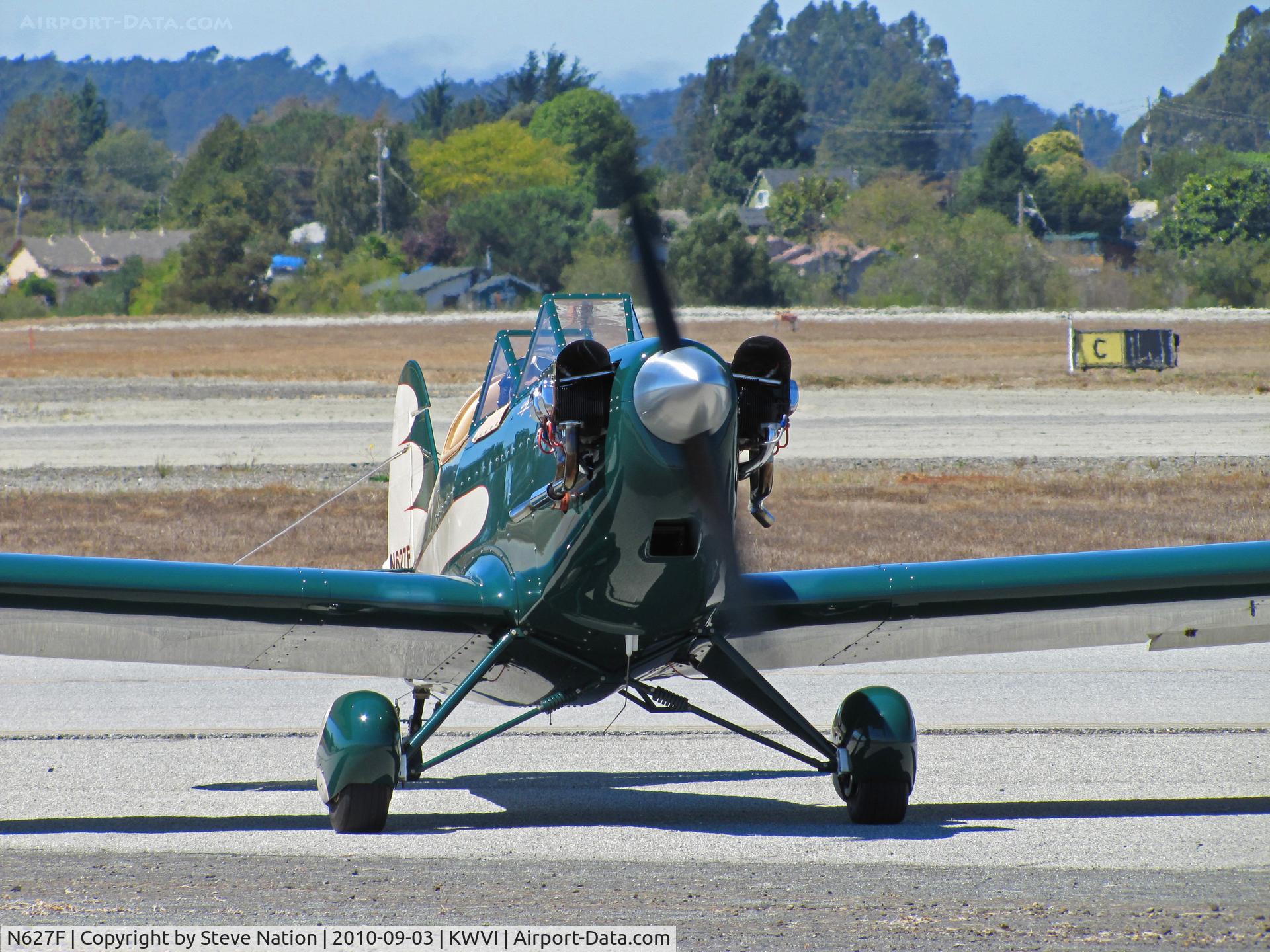 N627F, 2005 Fisher Steven C Sky Dancer C/N 001, Near head-on view of 2005 Fisher Sky Dancer homebuilt taxiing at 2010 Watsonville Fly-In