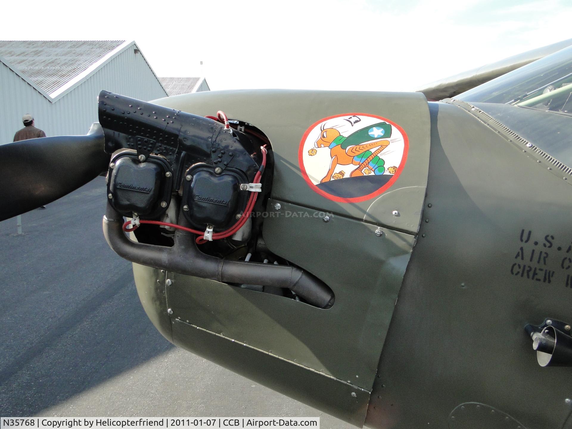 N35768, 1941 Piper J3C-65S Cub C/N 6575, Little Grasshopper (aircraft's nickname) on engine cowling