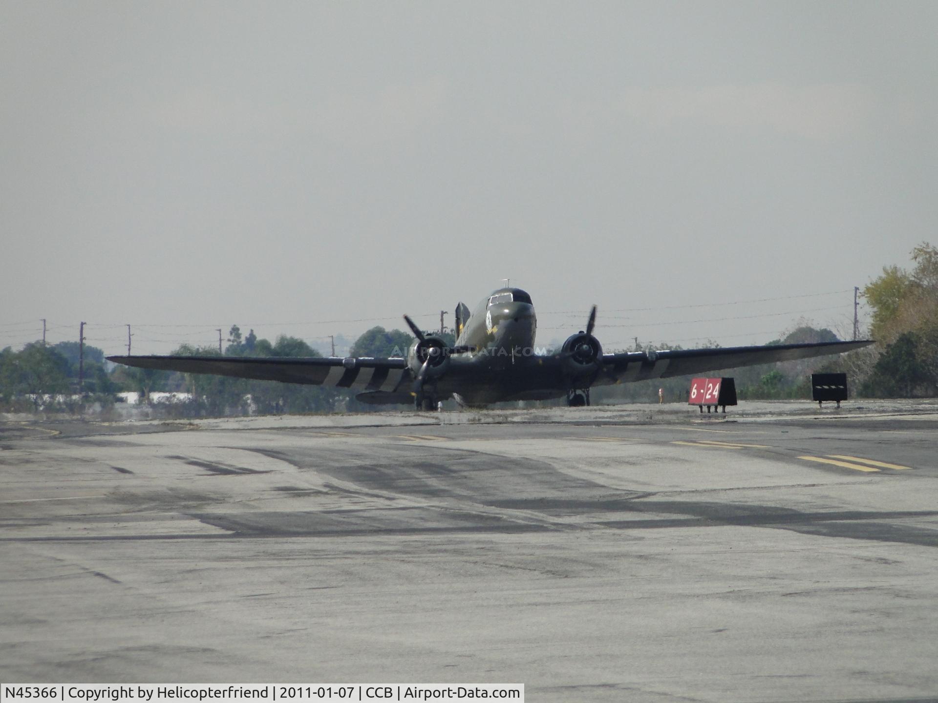 N45366, 1943 Douglas C-53D-DO Skytrooper (DC-3A) C/N 11757, The Lady has to taxi back to parking on the runway due to size of the taxiways