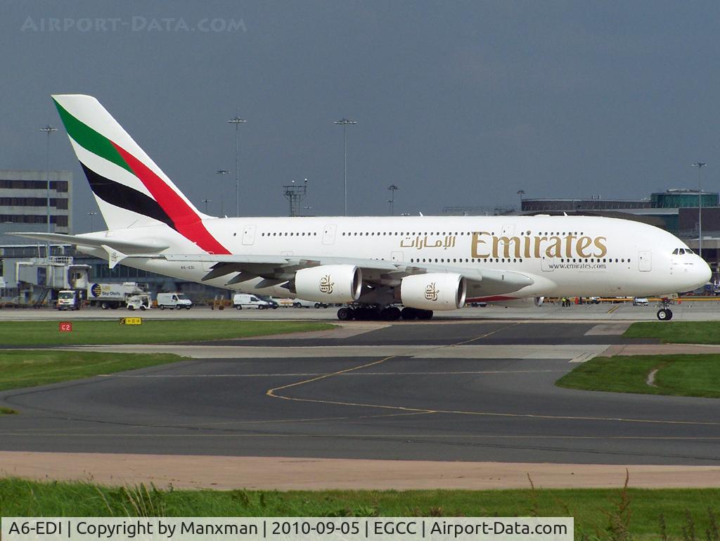 A6-EDI, 2009 Airbus A380-861 C/N 028, One of the first Emirates A380s inh MAN