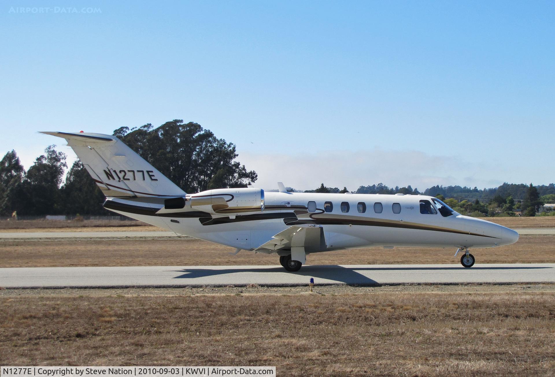 N1277E, 2002 Cessna 525A CitationJet CJ2 C/N 525A0076, Locally-based 2002 Cessna 525 operated by Heaven Express LLC (Corralitols, CA) rolling out at 2010 Watsonville Fly-In