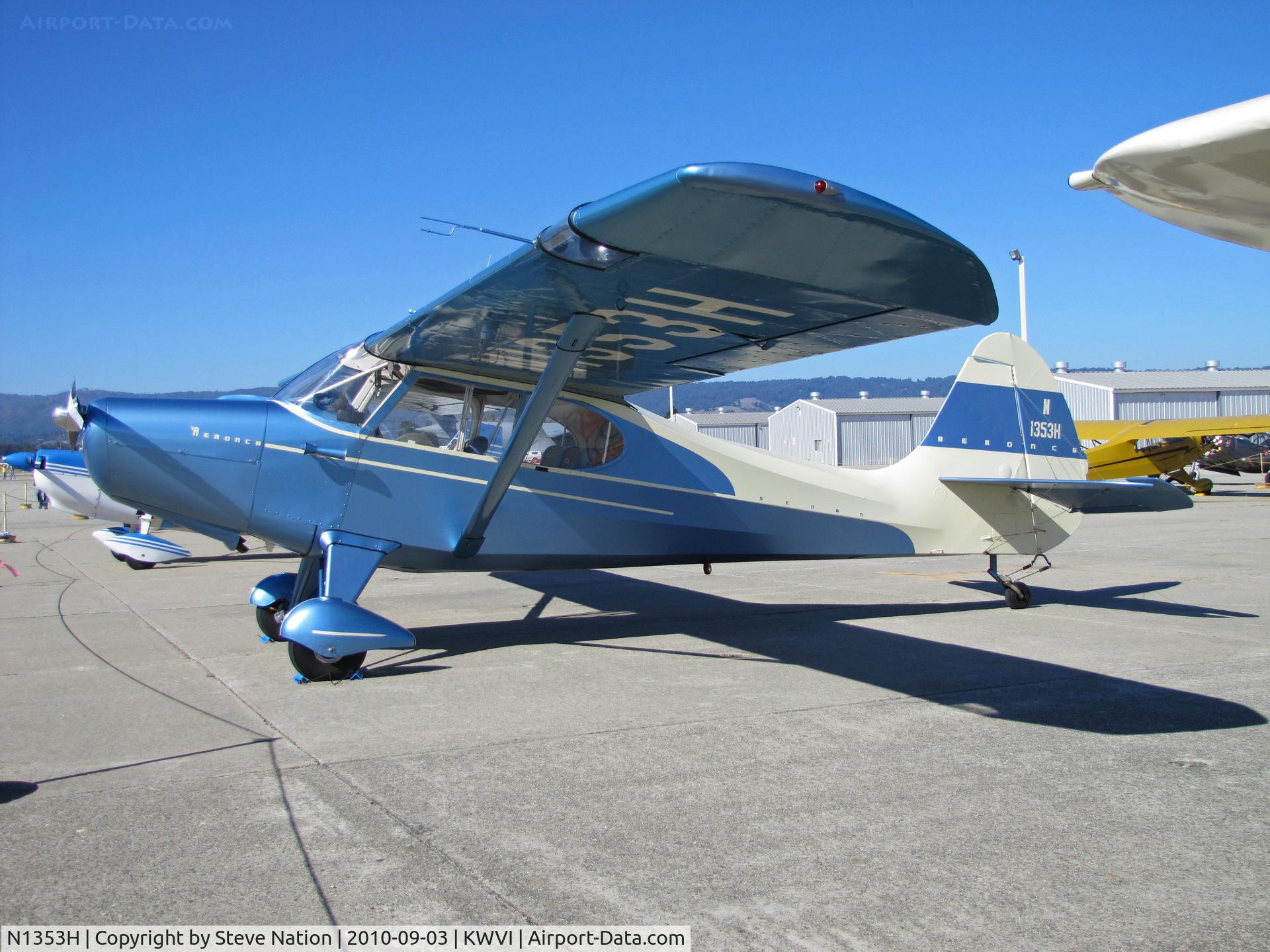 N1353H, 1949 Aeronca 15AC Sedan C/N 15AC-397, 1949 Aeronca 15AC (registration under wing is visible) at 2010 Watsonville Fly-In