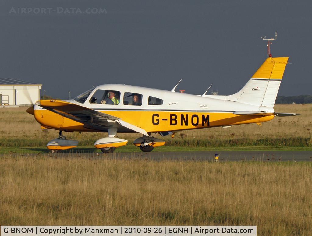 G-BNOM, 1987 Piper PA-28-161 Cherokee Warrior II C/N 2816024, Taxiing in
