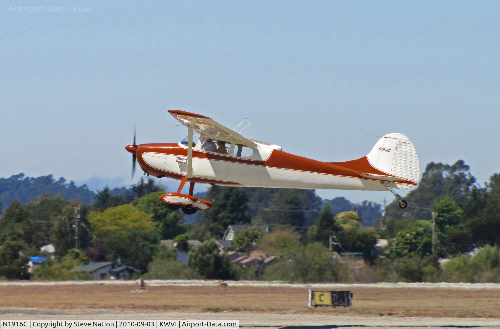 N1916C, 1953 Cessna 170B C/N 26061, KRHV-based 1953 Cessna 170B climbing out for local flight at 2010 Watsonville Fly-In