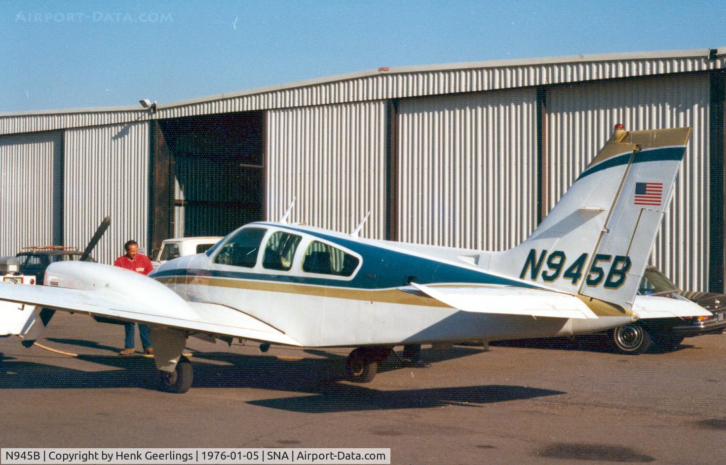 N945B, 1974 Beech 95-B55 (T42A) Baron C/N TC-1826, Orange County Airport , CA , Jan '76