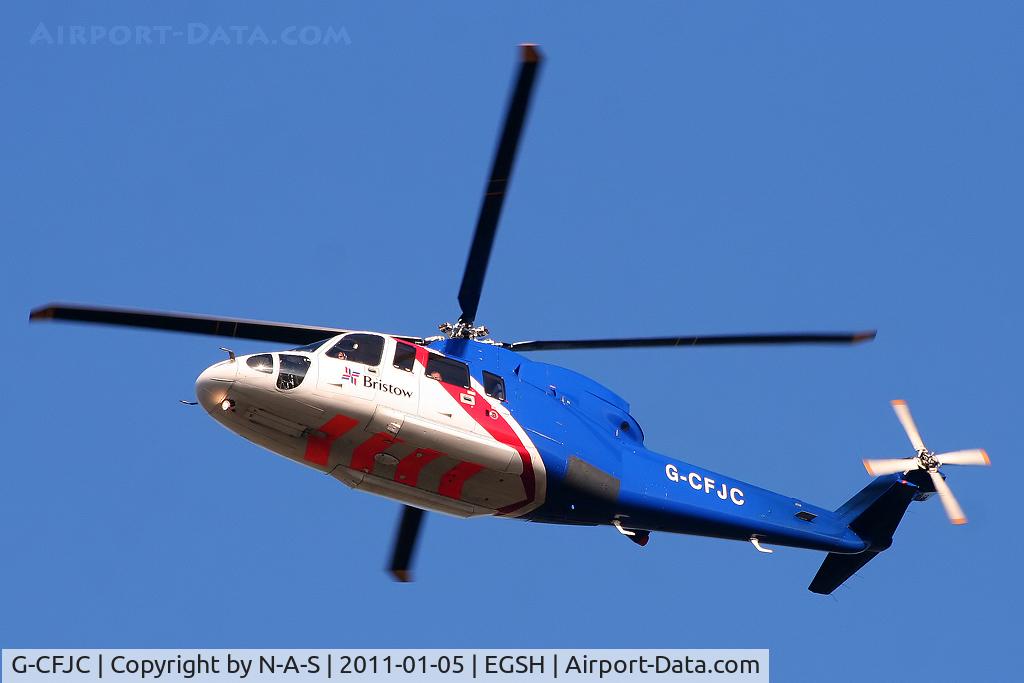 G-CFJC, 2008 Sikorsky S-76C C/N 760708, Departing to the rigs