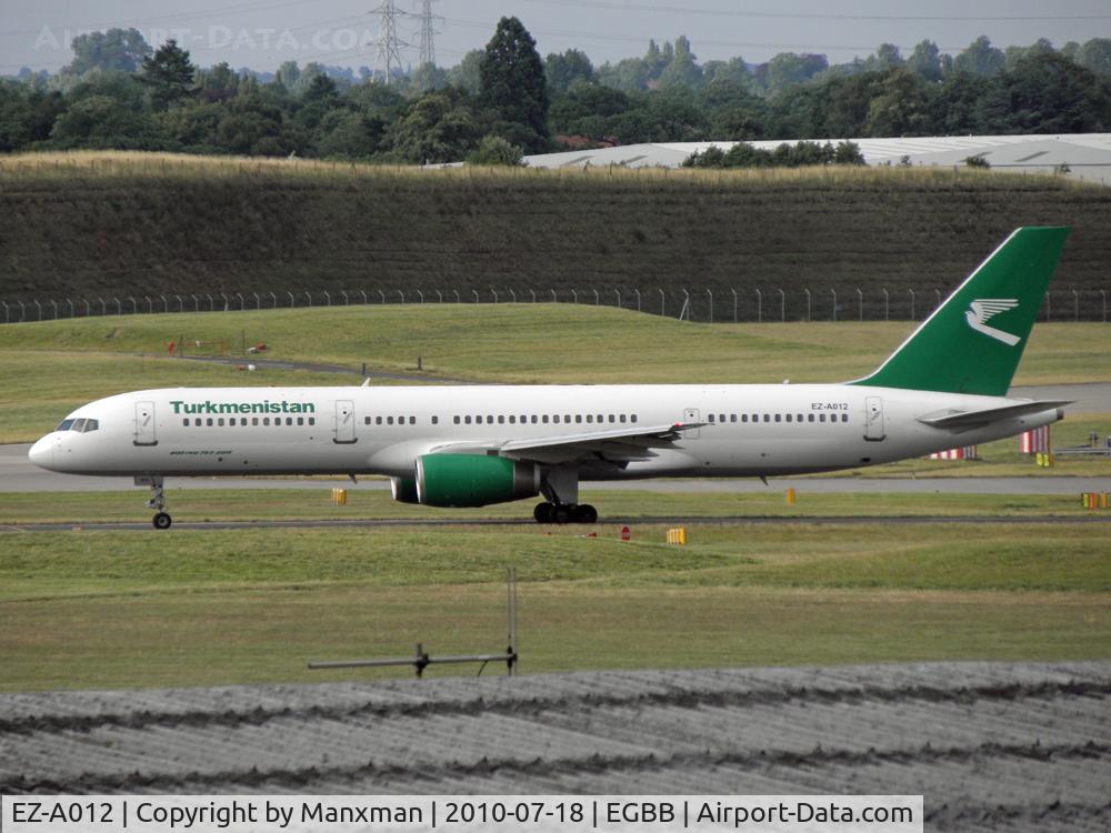 EZ-A012, 1996 Boeing 757-22K C/N 28337, Tukmenistan B757 EZ-A012 taxies out from BHX