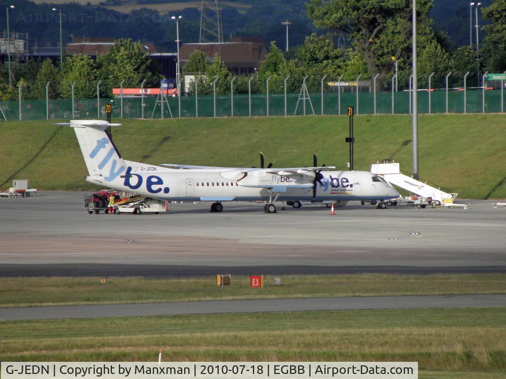 G-JEDN, 2003 De Havilland Canada DHC-8-402Q Dash 8 C/N 4078, Parked on the apron at BHX