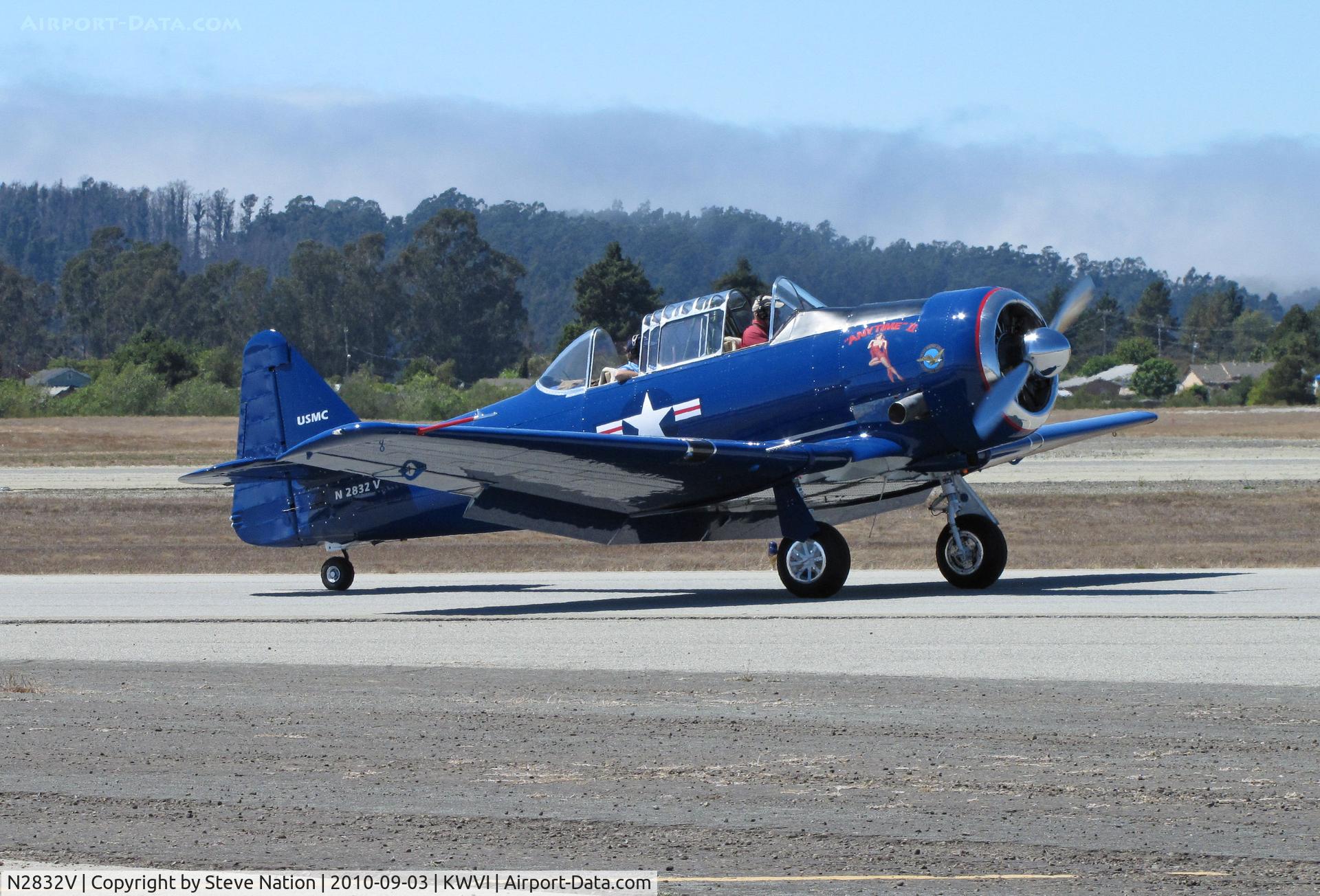 N2832V, North American AT-6G Texan C/N 168-485 (49-3371), North American AT-6G in dark blue colors with USMC titles and 