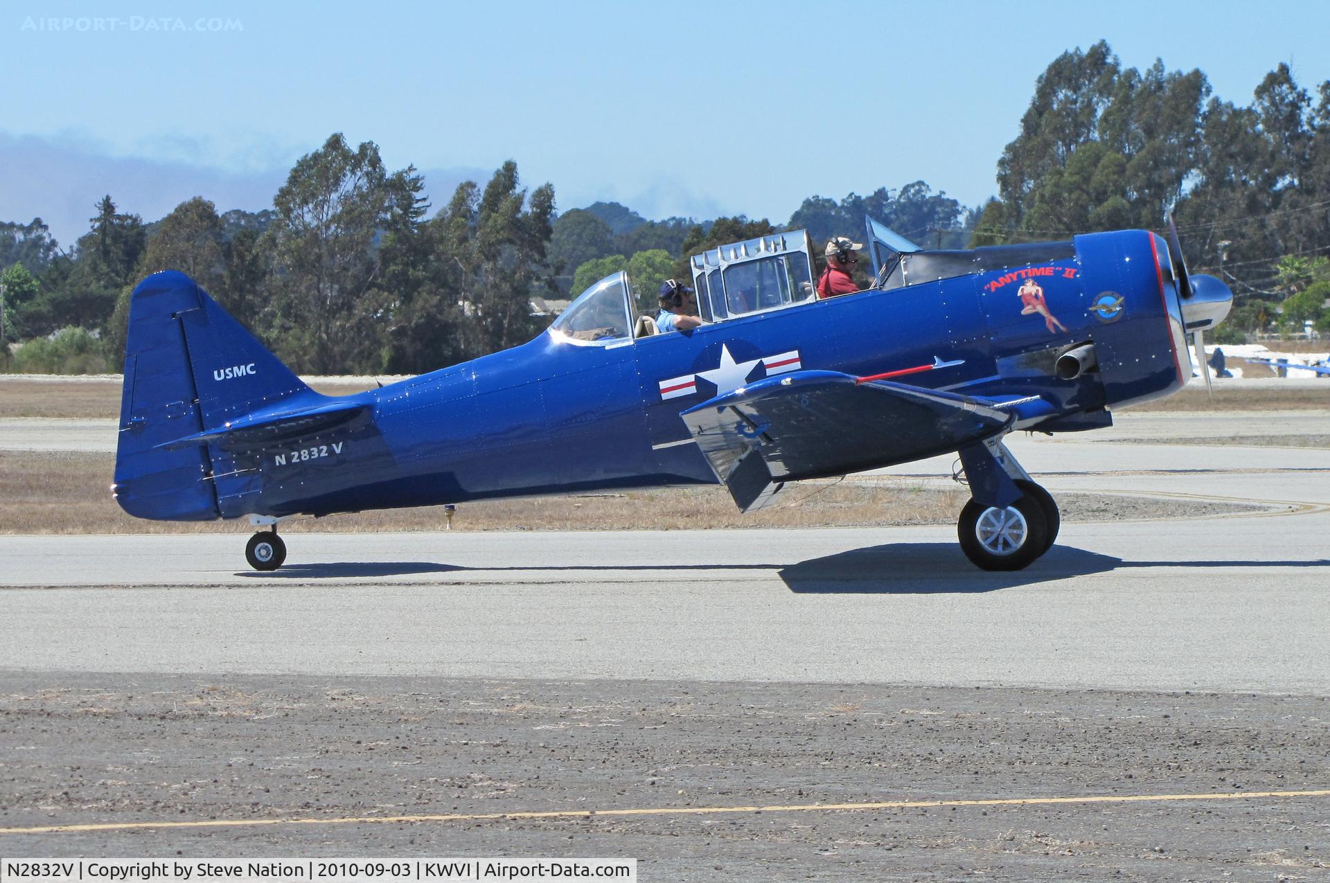 N2832V, North American AT-6G Texan C/N 168-485 (49-3371), North American AT-6G in dark blue colors with USMC titles and 