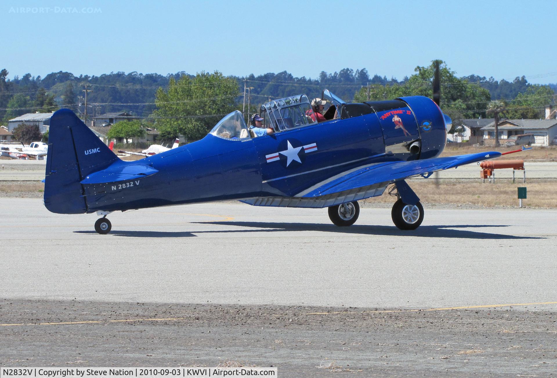 N2832V, North American AT-6G Texan C/N 168-485 (49-3371), North American AT-6G in dark blue colors with USMC titles and 