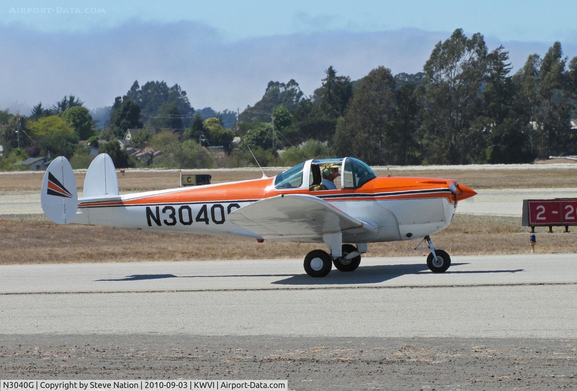 N3040G, 1961 Forney F-1A Aircoupe C/N 5740, Santa Paula, CA-based 1961 Aircoupe F-1A taxiing @ 2010 Watsonville Fly-In