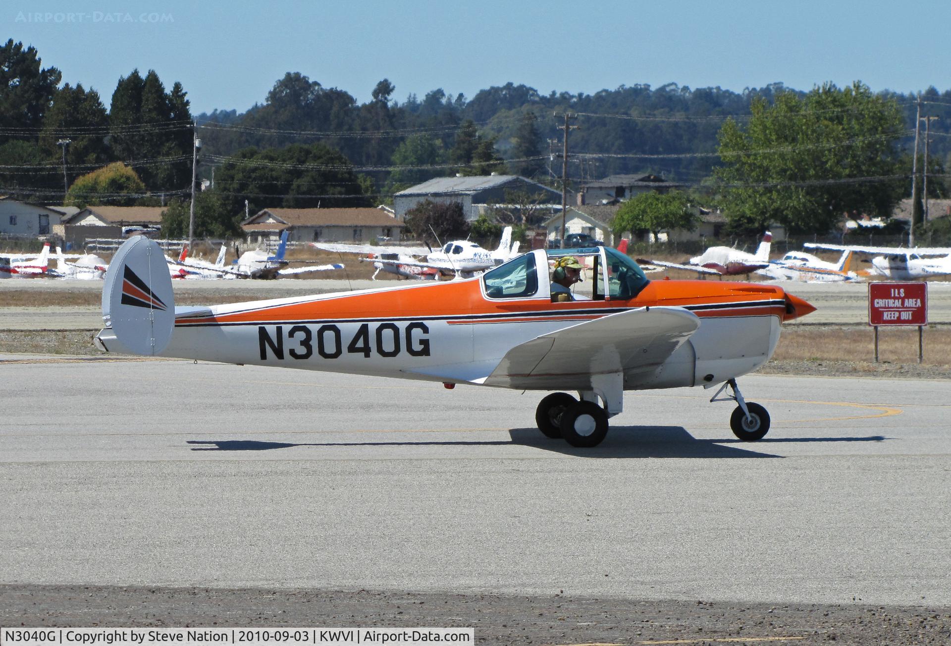 N3040G, 1961 Forney F-1A Aircoupe C/N 5740, Santa Paula, CA-based 1961 Aircoupe F-1A taxiing @ 2010 Watsonville Fly-In