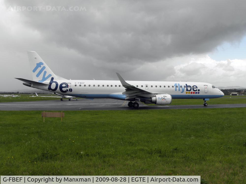 G-FBEF, 2007 Embraer 195LR (ERJ-190-200LR) C/N 19000104, Departing Exeter