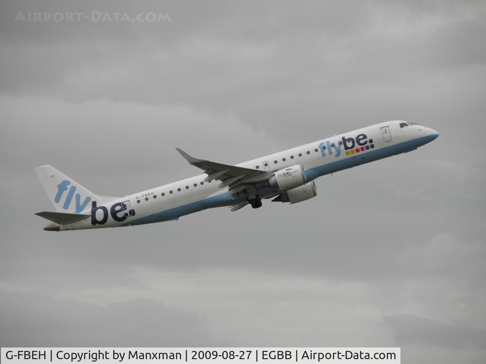 G-FBEH, 2007 Embraer 195LR (ERJ-190-200LR) C/N 19000128, Climbing out from BHX