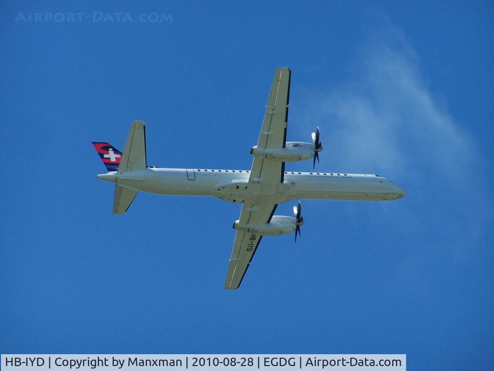 HB-IYD, 1998 Saab 2000 C/N 2000-059, Departing Newquay