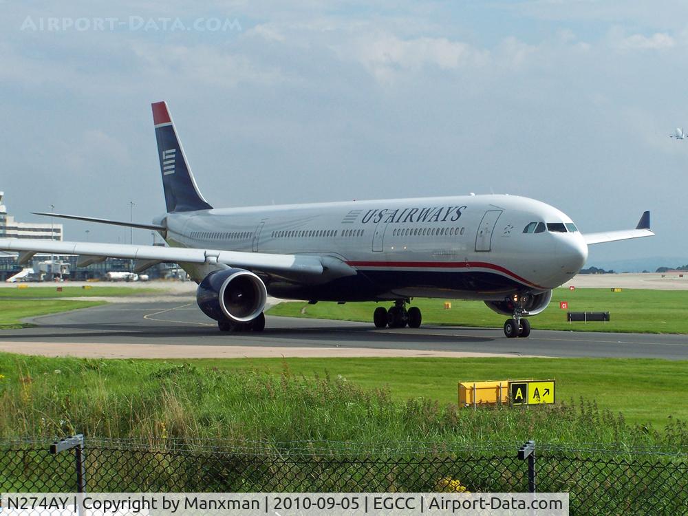 N274AY, 2000 Airbus A330-323X C/N 342, US Airways A330 N274AY departs for the US