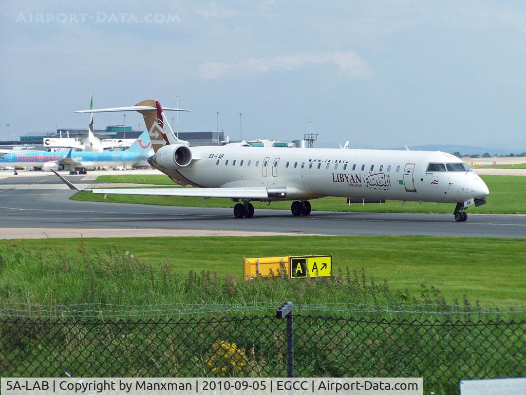 5A-LAB, 2007 Bombardier CRJ-900ER (CL-600-2D24) C/N 15121, Libyan flight leaving MAN