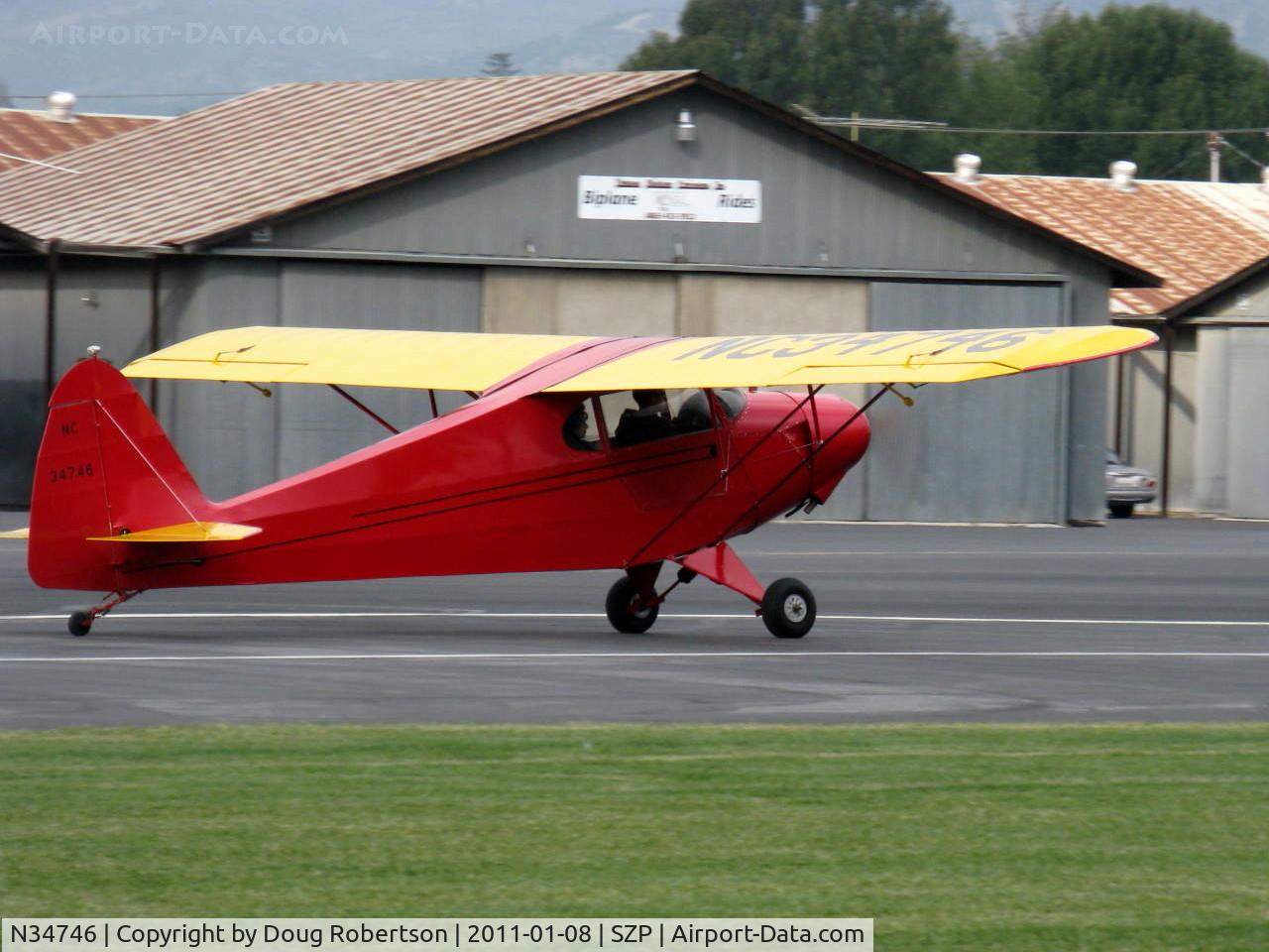 N34746, Porterfield FP-65 C/N 899, 1941 Porterfield FP-65 COLLEGIATE, Continental C75 75 Hp, takeoff roll Rwy 04