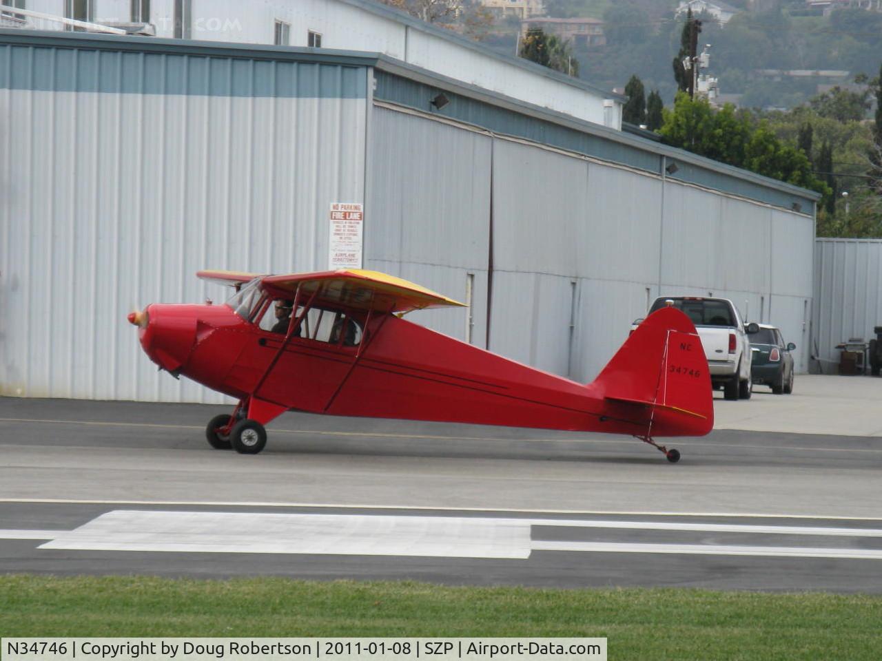 N34746, Porterfield FP-65 C/N 899, 1941 Porterfield FP-65 COLLEGIATE, Continental C75 75 Hp, taxi back