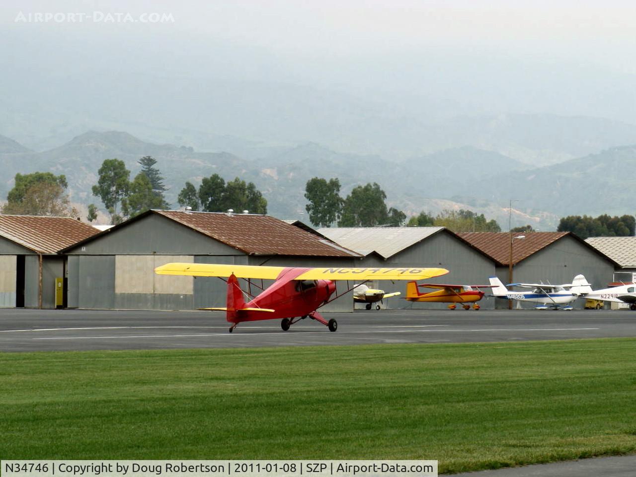 N34746, Porterfield FP-65 C/N 899, 1941 Porterfield FP-65, Continental C75 75 Hp, landing roll Rwy 04