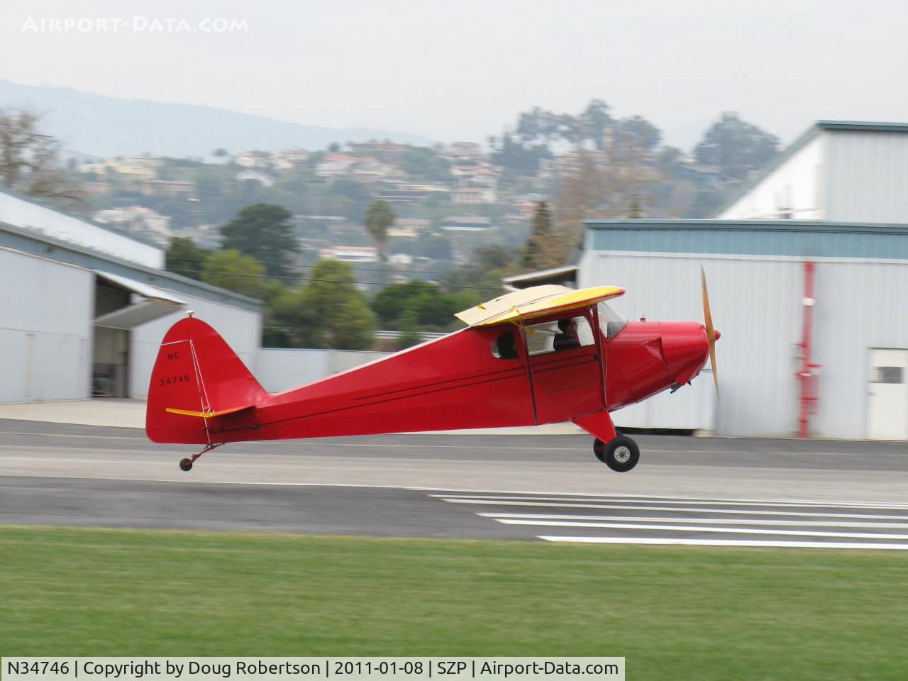 N34746, Porterfield FP-65 C/N 899, 1941 Porterfield FP-65 COLLEGIATE, Continental C75 75 Hp, landing Rwy 04