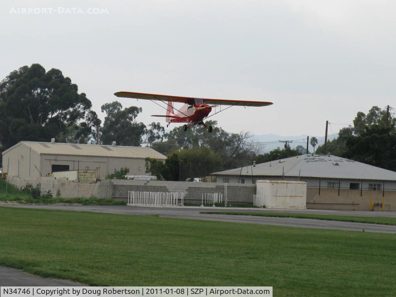N34746, Porterfield FP-65 C/N 899, 1941 Porterfield FP-65 COLLEGIATE, Continental C75 75 Hp upgrade, on final Rwy 04