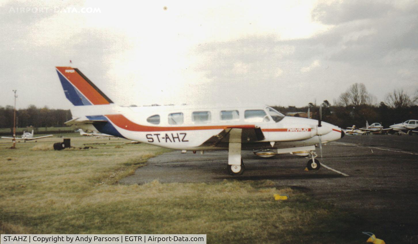 ST-AHZ, 1969 Piper PA-31 Navajo C/N 31-473, This Navajo languished at elstree for many years finally beong destroyed by fire in 1996 (scanned print|