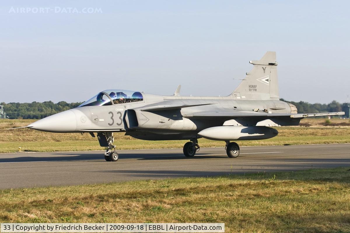 33, 2006 Saab JAS-39C Gripen C/N 39304, Hungary Air Force JAS39 Gripen taxying back to it´s parking aera after a mission from Kleine Brogel