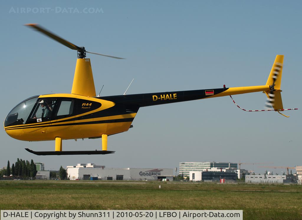 D-HALE, 2007 Robinson R44 Raven I C/N 1707, Taxiing FATO 32H for departure...