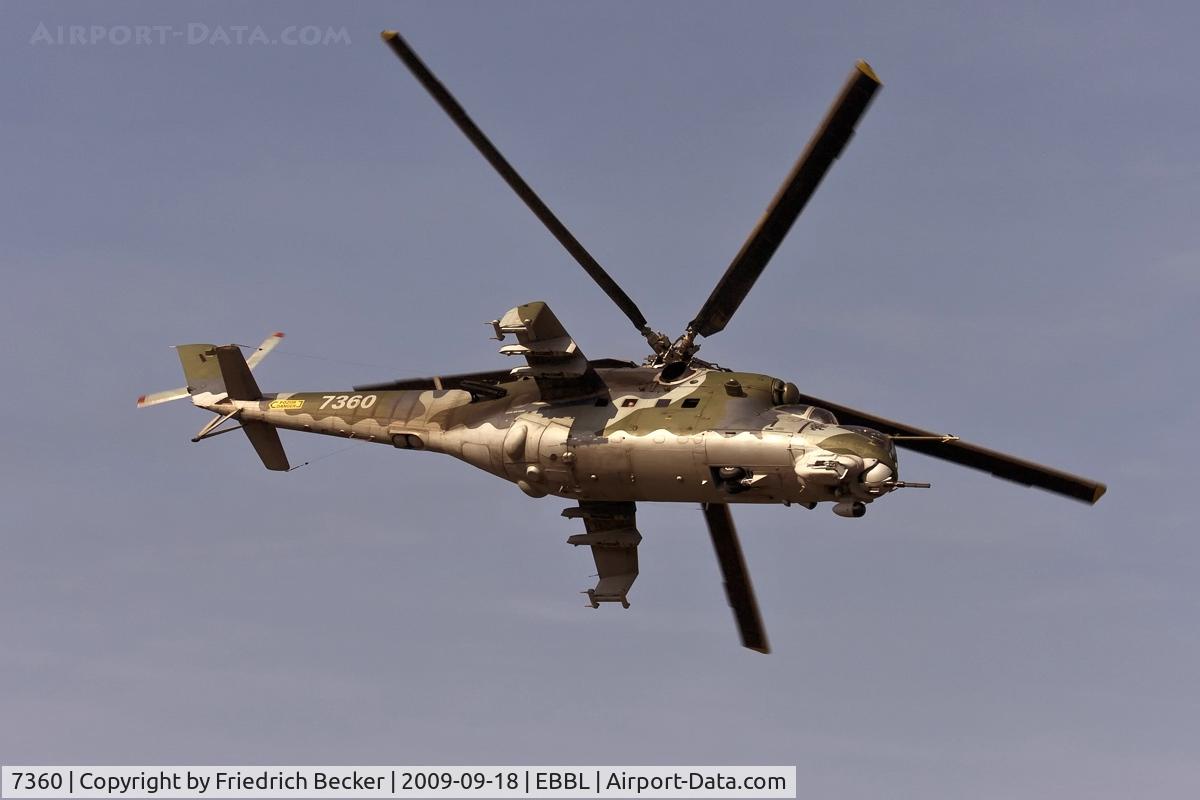 7360, Mil Mi-35 Hind E C/N 087360, hovering above Kleine Brogel