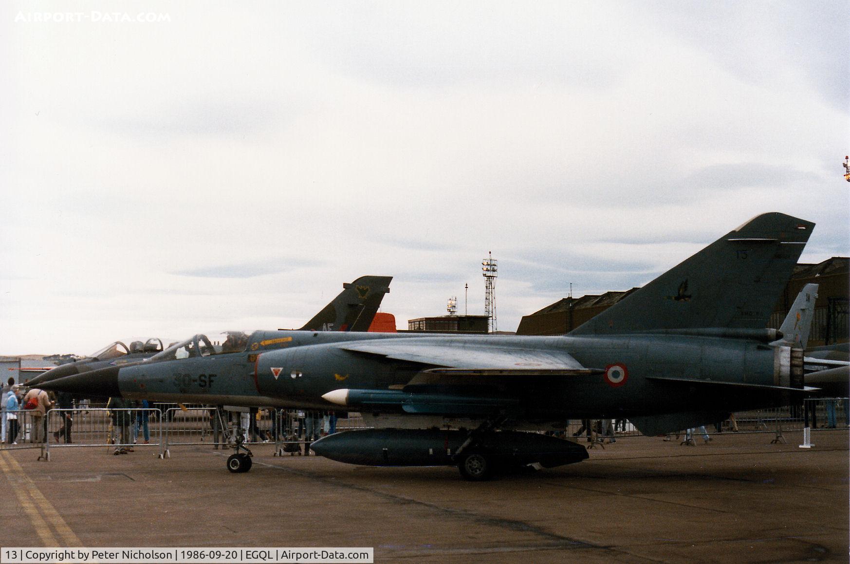 13, Dassault Mirage F.1C C/N Not found 13, Mirage F.1C of ECTT 1/30 French Air Force on display at the 1986 RAF Leuchars Airshow.