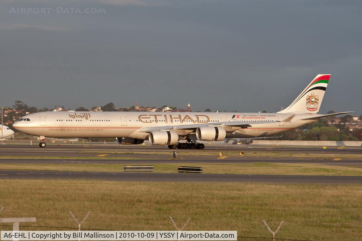 A6-EHL, 2009 Airbus A340-642X C/N 1040, Arriving on 34R