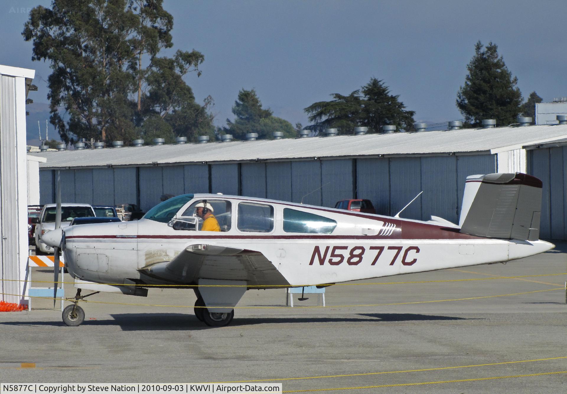 N5877C, 1951 Beech C35 Bonanza C/N D-2833, Locally-based 1951 Beech C35 Bonanza taxiing @ 2010 Watsonville Fly-In