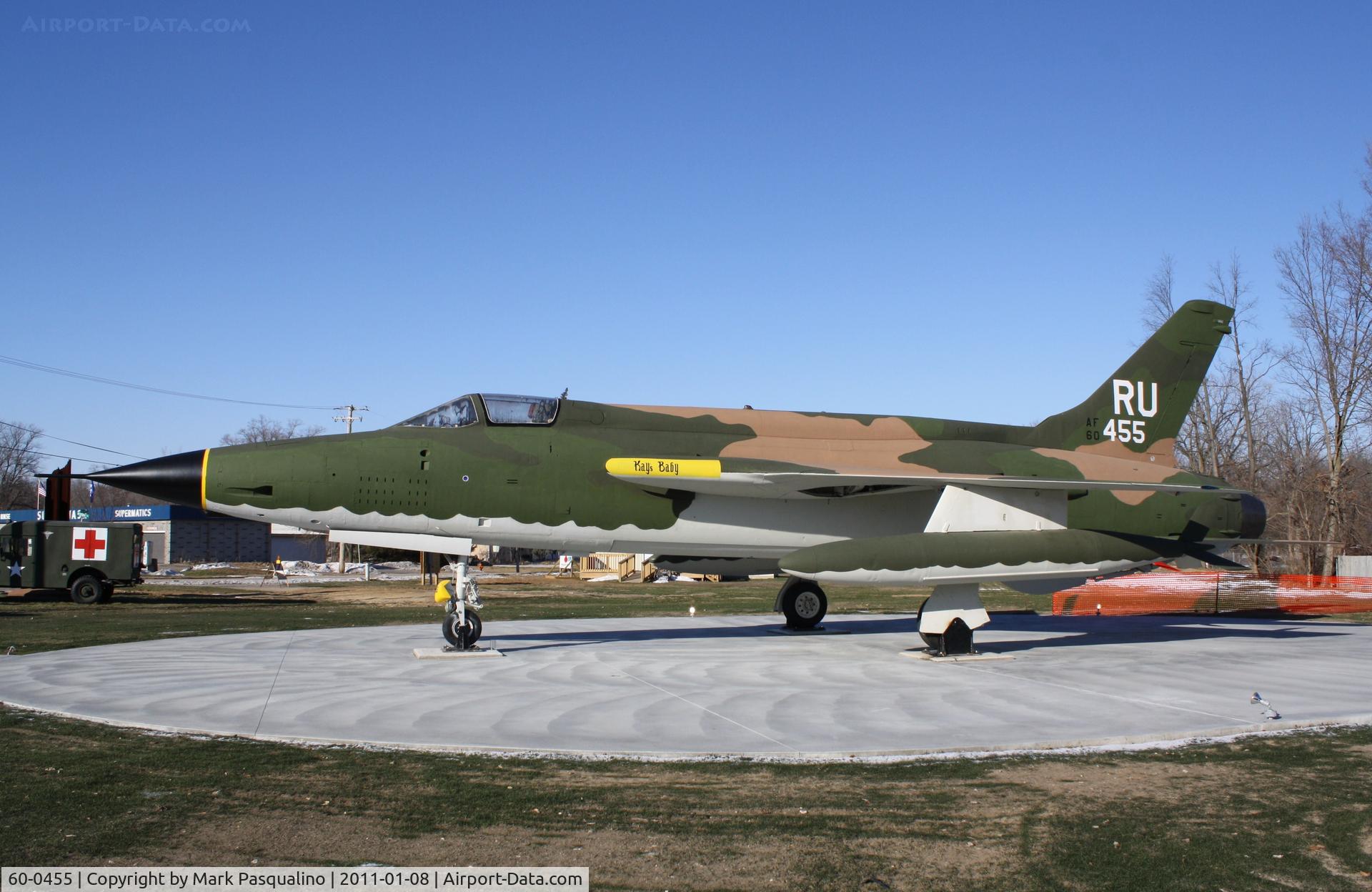 60-0455, 1960 Republic F-105D Thunderchief C/N D143, Republic F-105D on display in Dixon, IL
