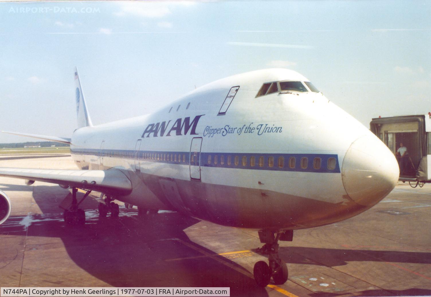 N744PA, 1970 Boeing 747-121 C/N 19651, Pan Am , B747 Clipper Star of the Union , 1977