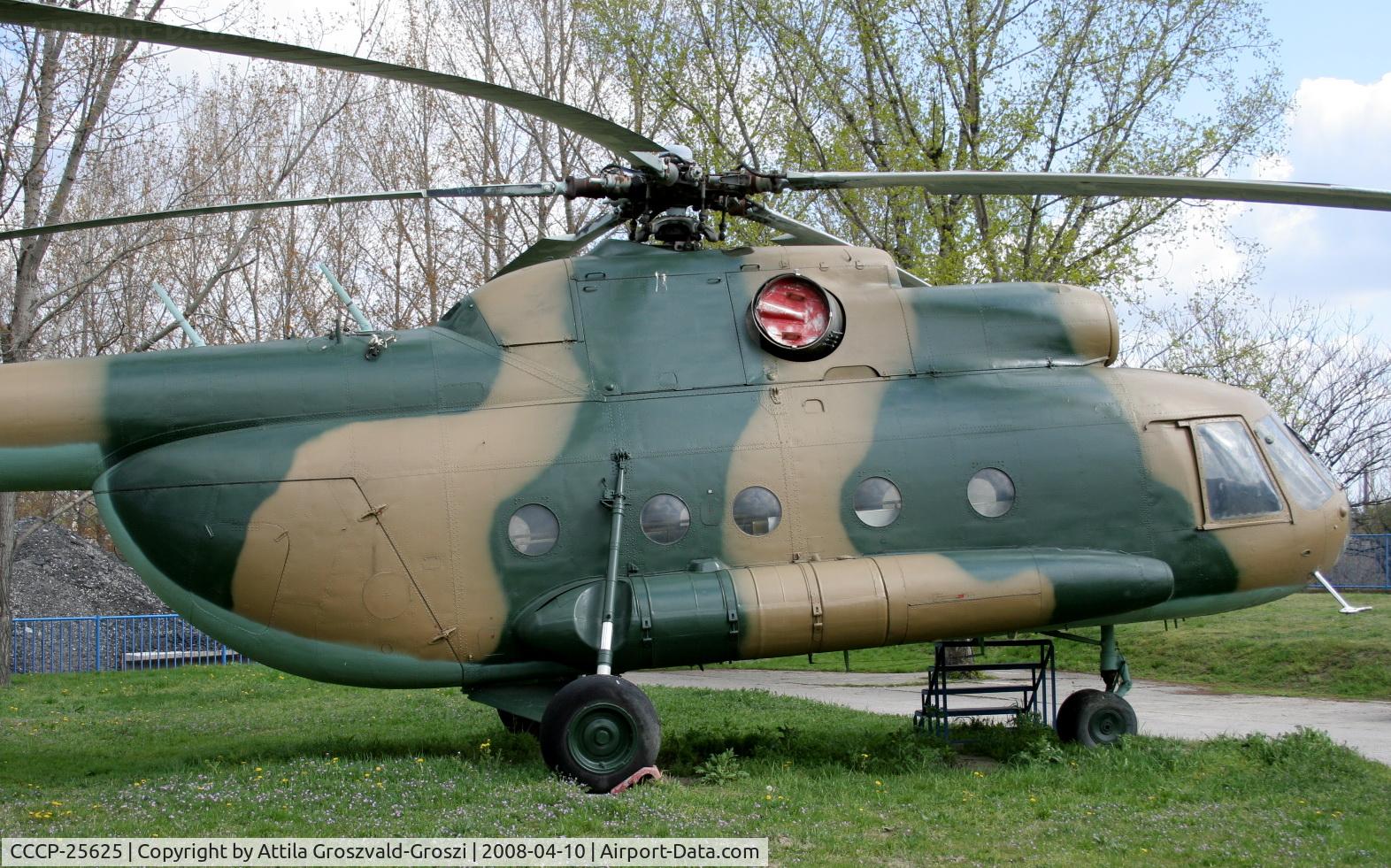 CCCP-25625, Mil Mi-8T Hip C/N 9775212, Csepel, Lajos Kossuth Grammar school apprentice workshop's yard - Hungary - Displayed in Hungary - Air Force colours but this Mi-8 never flew for the Air Force. It is an ex Aeroflot Mi-8 and it was repainted here in the technical school