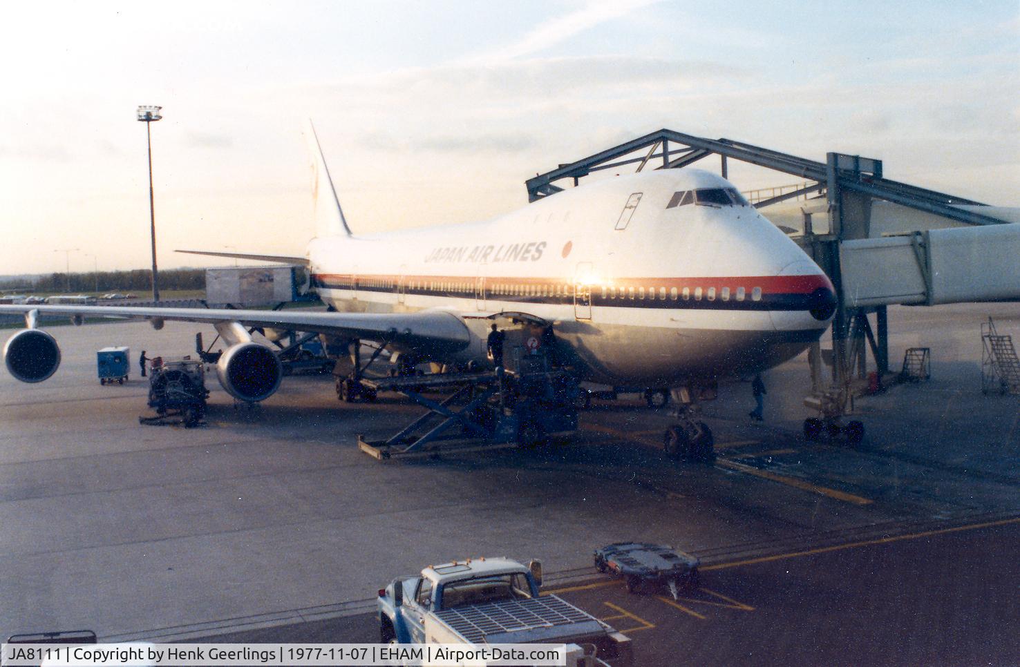JA8111, 1972 Boeing 747-246B C/N 20505, Japan Air Lines at Schiphol , 1977