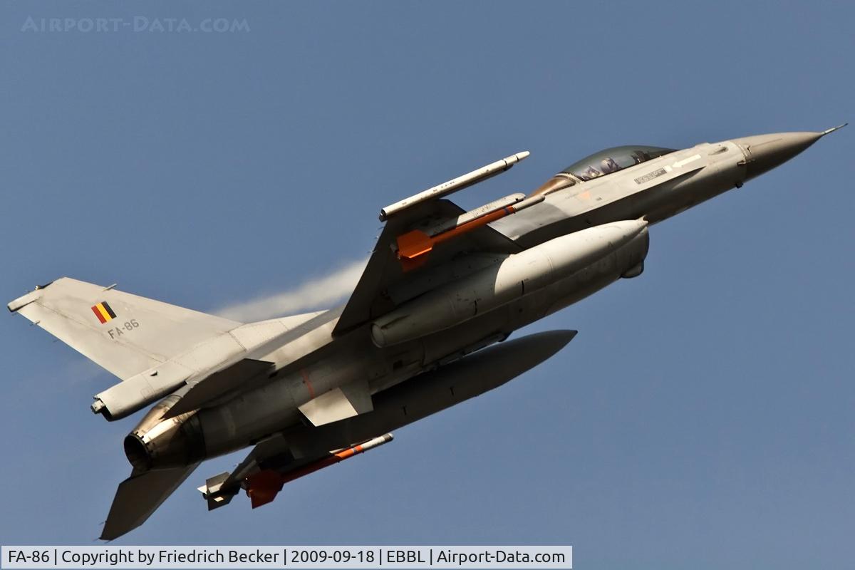 FA-86, SABCA F-16AM Fighting Falcon C/N 6H-86, break for landing
