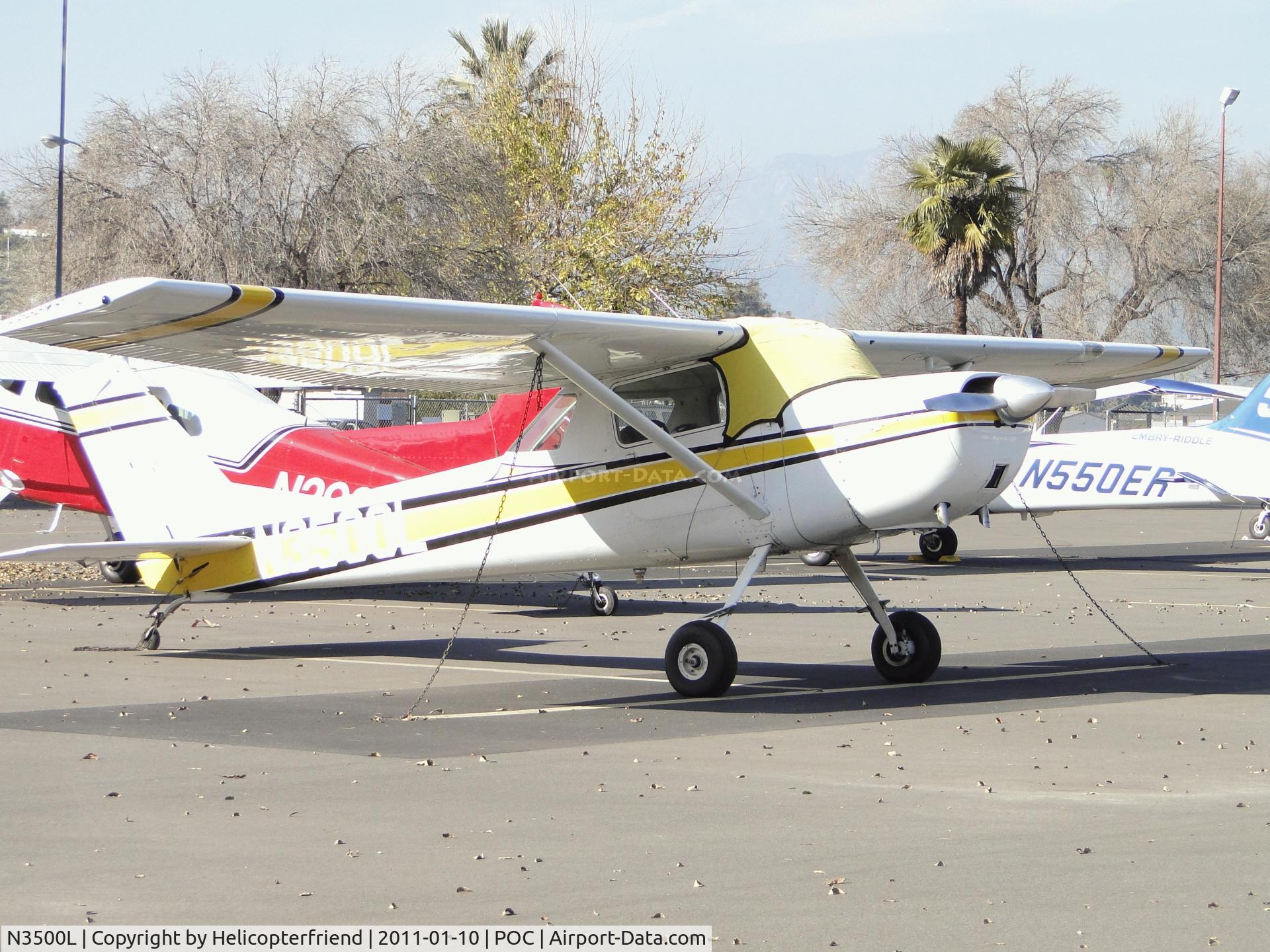 N3500L, 1965 Cessna 150F C/N 15062300, Shielded, tied down and parked in transient parking