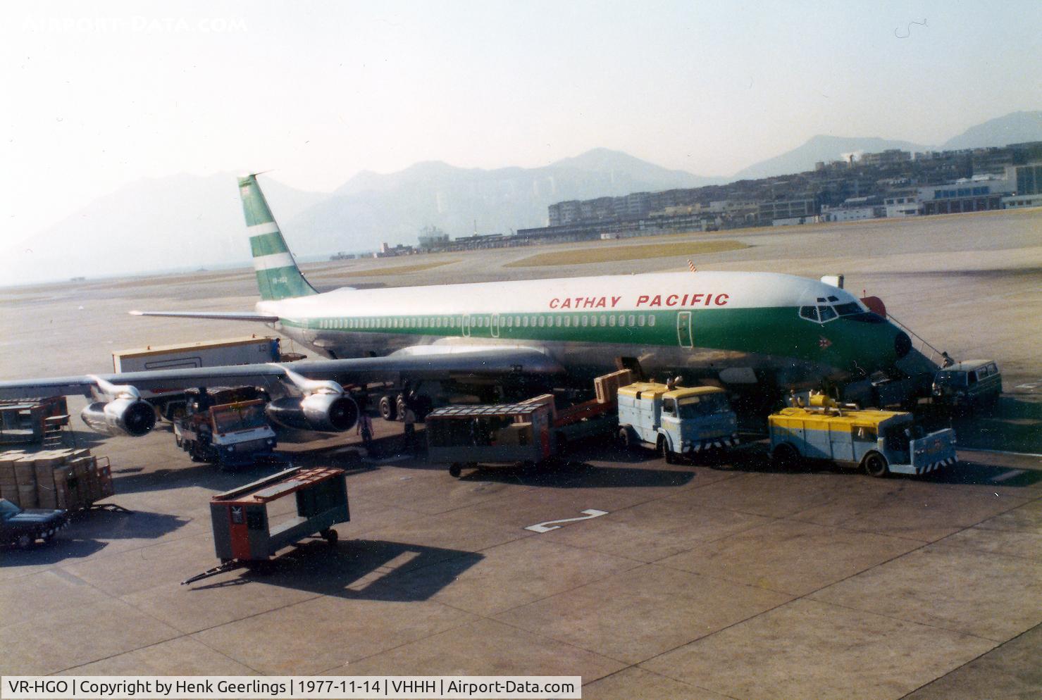 VR-HGO, 1963 Boeing 707-351B C/N 18586, Hongkong Kai Tak Airport , 1977