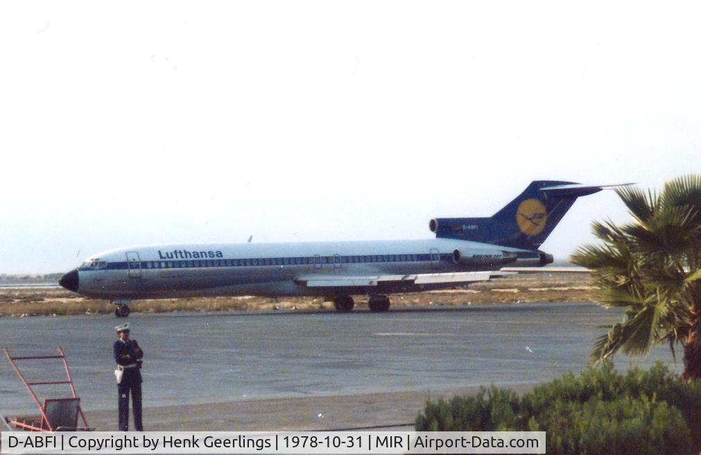 D-ABFI, 1971 Boeing 727-230 C/N 20525, Lufthansa B727  arrives at Monastir 1978