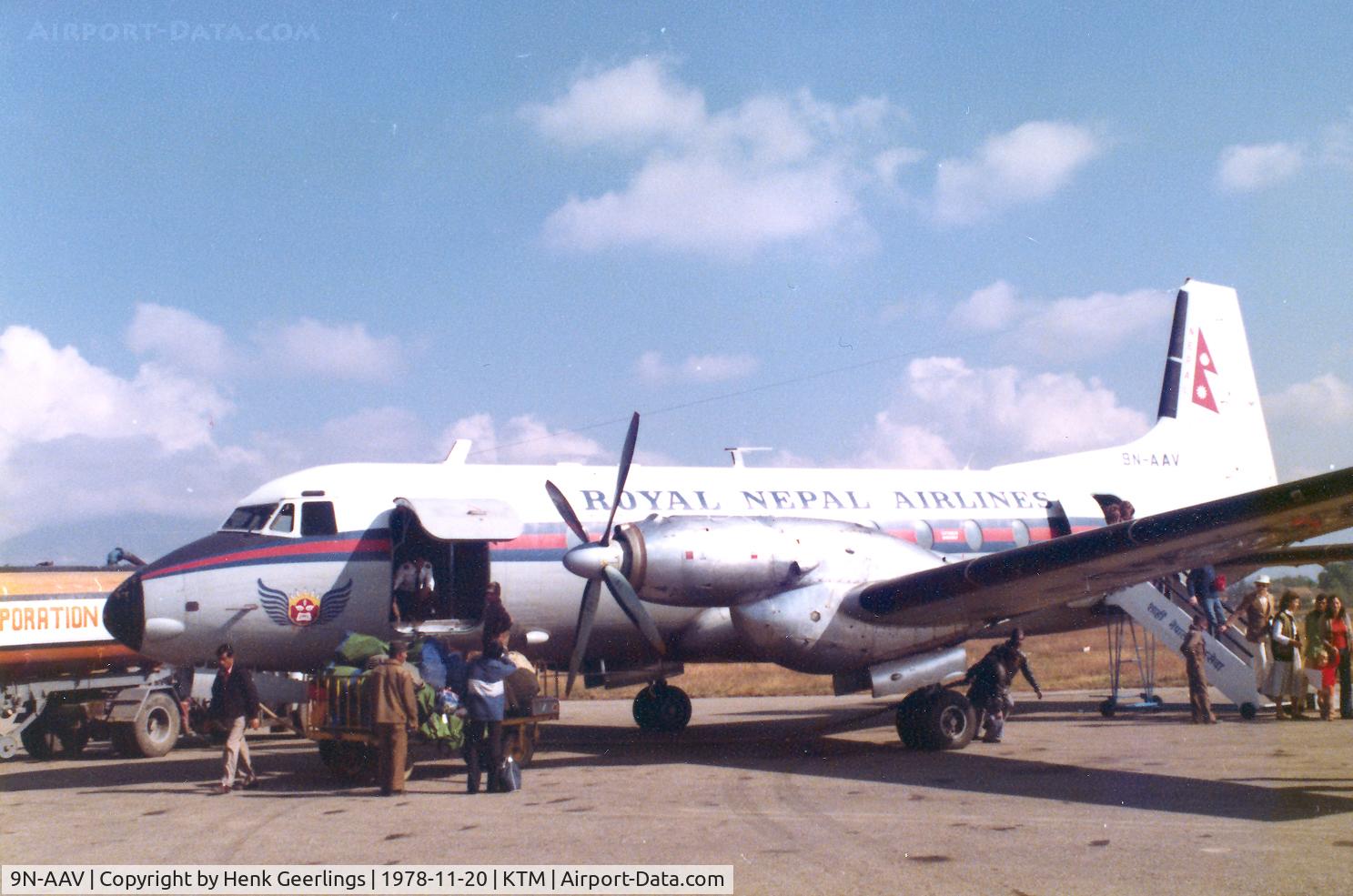 9N-AAV, 1970 Hawker Siddeley HS.748 Series 2A C/N 1672, RNA Mountain Flt , Nov '78